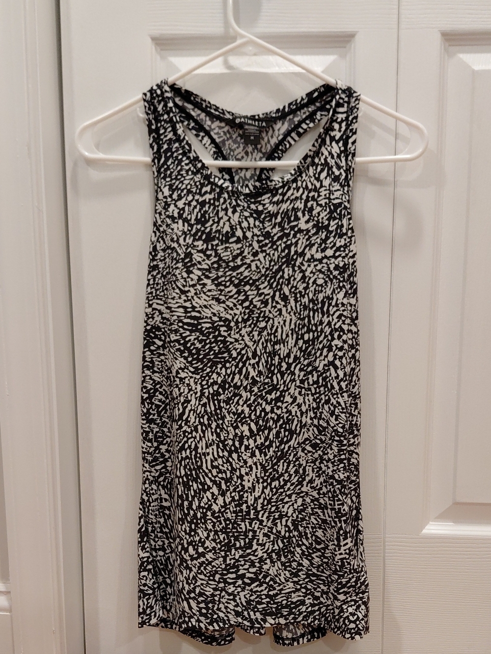 Athleta Black and White Abstract Print Tank Top with Strappy Back